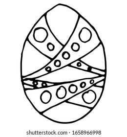 Handgezeichnetes Osterei mit Dekoration. Isolierte Dodle-Stockillustration für Vektorillustrationen in süßem Zen-Stil auf weißem Hintergrund. 