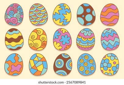 Hand drawn easter egg doodle vector collection