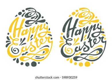 Hand drawn Easter egg with lettering