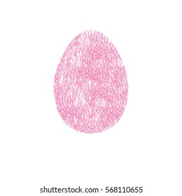 Hand drawn easter egg with netting pattern in pink. Design element for card, prints, souvenirs, poster. Cute Doodle style Easter Egg. Stock vector