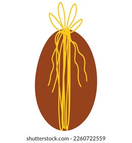 Hand drawn Easter egg present decorated with pattern and ribbon,holiday decor element for greeting card,invitation,background decor.Traditional egg in flat style isolated on white background