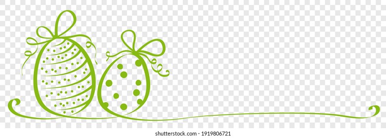 Hand drawn easter eggs calligraphy ribbon on transparent background vector illustration