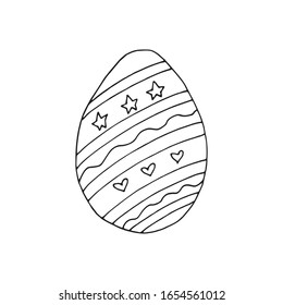 Hand drawn easter eggs with decoration. Doodle vector illustration in cute zenart style. Element for greeting cards, posters, stickers and seasonal design. Isolated on white background