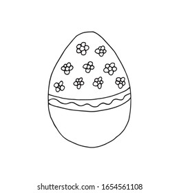 Hand drawn easter eggs with decoration. Doodle vector illustration in cute zenart style. Element for greeting cards, posters, stickers and seasonal design. Isolated on white background