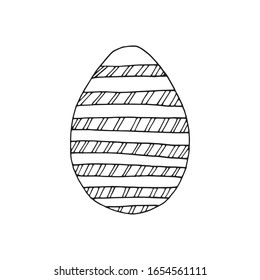 Hand drawn easter eggs with decoration. Doodle vector illustration in cute zenart style. Element for greeting cards, posters, stickers and seasonal design. Isolated on white background