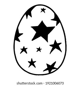 Hand drawn easter eggs with decoration. Doodle vector illustration in cute zenart style. Element for greeting cards, posters, stickers and seasonal design. Isolated on white and black background.
