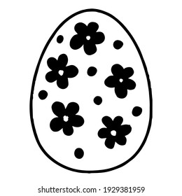 Hand drawn easter eggs with decoration. Doodle vector illustration in cute zenart style. Element for greeting cards, posters, stickers and seasonal design. Isolated on white and black background.