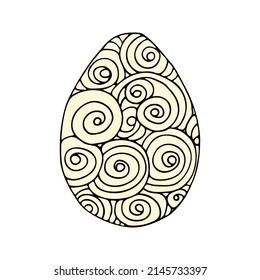 Hand drawn easter eggs with decoration. Doodle vector