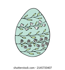 Hand drawn easter eggs with decoration. Doodle vector