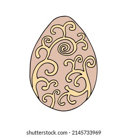 Hand drawn easter eggs with decoration. Doodle vector