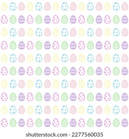 Hand drawn Easter eggs seamless pattern on white background