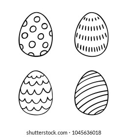 Hand drawn Easter eggs set in line style. Perfect vector design elements for decorations card, holidays pattern, wrapping paper
