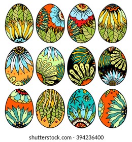 Hand drawn easter eggs set for adult and design elements