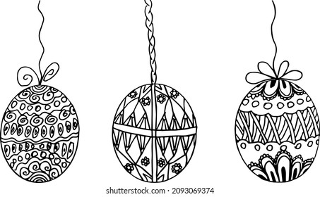 Hand drawn Easter eggs. Sketch doodle design.