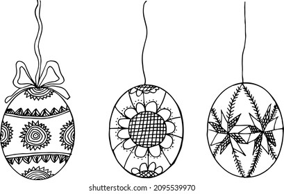 Hand drawn Easter eggs. Sketch doodle design.