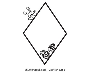 Hand Drawn Easter Frame Line Art