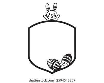 Hand Drawn Easter Frame Line Art