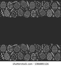 Hand drawn Easter greeting card with eggs. Vector