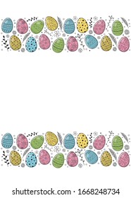 Hand drawn Easter greeting card with eggs. Vector