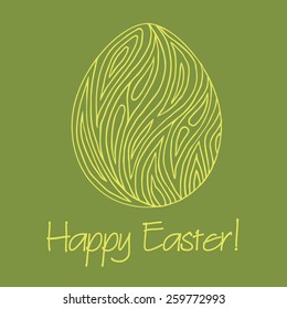 Hand drawn easter greeting card. Egg with original zentangle pattern on isolated background. Good for print and web.