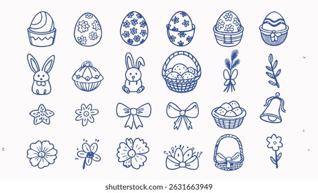 Hand Drawn Easter Icons A Collection of Springtime Holiday Graphics for Festive Designs
