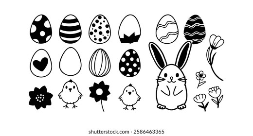 Hand Drawn Easter Icons | Cute Holiday Clipart Set | Happy Easter Elements