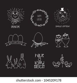 Hand drawn Easter icons for your design. Vector sketch illustration.