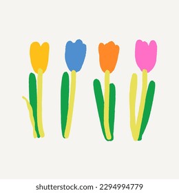 Hand drawn Easter illustration with tulips on the beige background, great for banners, wallpapers, wrapping.