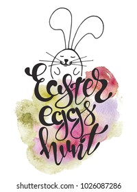 Hand drawn Easter quote Greeting card templates with lettering phrase Easter eggs hunt Modern calligraphy style Vector illustration
