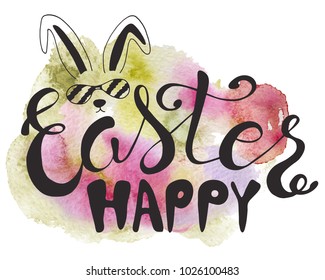 Hand drawn Easter quote Greeting card templates with lettering phrase Happy Easter Modern calligraphy style Vector illustration