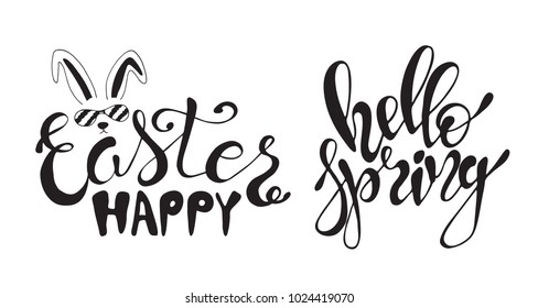 Hand drawn Easter quotes Greeting cards templates with lettering phrases Modern calligraphy style Vector illustration