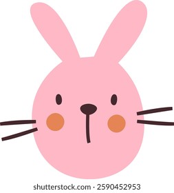 Hand Drawn Easter Rabbit Face Vector Illustration
