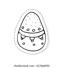 Hand drawn Easter related icon sticker - egg decorated with doodle elements. Vector illustration Cartoon spring holiday concept. Decoration colorful eggs, with cute borders, girly sketch style