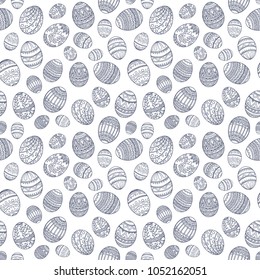 Hand drawn Easter seamless pattern. Vector illustration.