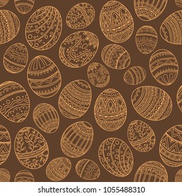 Hand drawn Easter seamless pattern. Vector illustration.