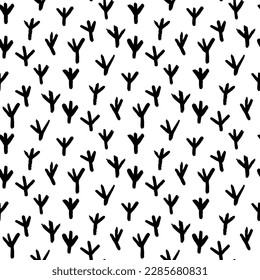 Hand drawn Easter seamless pattern, doodle chicks footsteps, great for banners, wallpapers, wrapping.