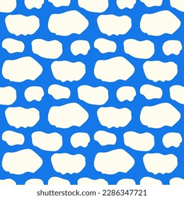 Hand drawn Easter seamless pattern, white clouds on a blue background, great for banners, wallpapers, wrapping.