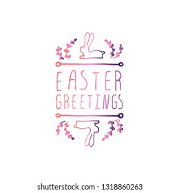 Hand drawn easter typographic element on white background. Easter Greetings. Suitable for print and web