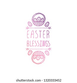Hand drawn easter typographic element on white background. Easter blessings. Suitable for print and web