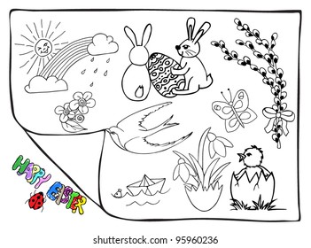 Hand drawn easter vector doodles