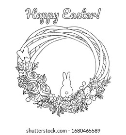 Hand drawn Easter wreath. Sketch. Isolated vector 