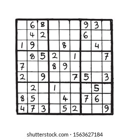 Hand drawn easy sudoku vector doodle