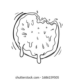 Hand drawn eaten donut isolated on white background. Sketch, vector illustration.