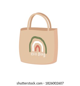 Hand drawn Eco bag icon on white background vector illustration.