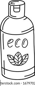 handgezeichnete Öko-Flasche einzeln auf weißem Hintergrund.Doodle-Skizze.  Symbol für organische Kosmetika