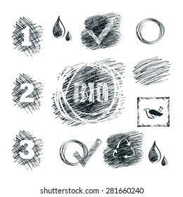 Hand drawn ecological icon and label
