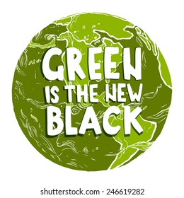 hand drawn ecological illustration of Planet Earth with text