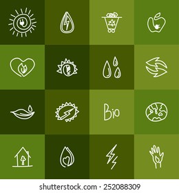 Hand drawn ecology icons. Vector doodles set