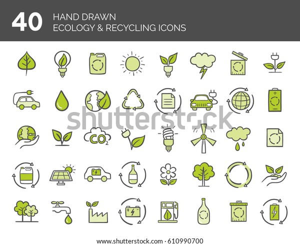 Green Ecology Recycling Info Graphics Collection Stock Vector Royalty Free 109373513