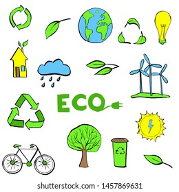 Environmental Icons Seamless Pattern Repetitive Green Stock Vector ...